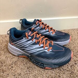 HOKA Speedgoat 4 Running Trail Shoes, Women's Size 10, Blue / Orange